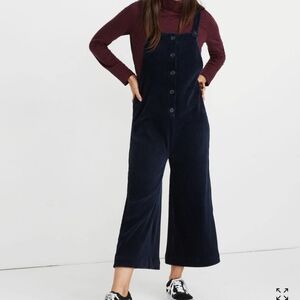 Madewell Texture & Thread Velour Corduroy Overalls Deep Navy‎ Women's XS